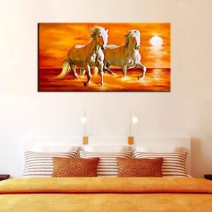 Running Horses Beautiful Framed Canvas Wall Painting