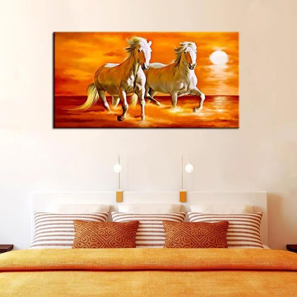 Running Horses Beautiful Framed Canvas Wall Painting